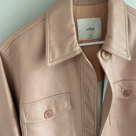 Aritzia Wilfred The Ganna Button Down Shirt - Blush Pink Faux Leather - XXS/2XS - Picture 9 of 16